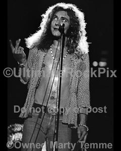 Photos of Robert Plant of Led Zeppelin in Concert in 1973 by Marty Temme