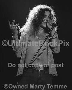 Photos of Singer Robert Plant of Led Zeppelin in Concert in 1973 by Marty Temme