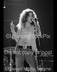 Photos of Robert Plant of Led Zeppelin in Concert in 1973 by Marty Temme