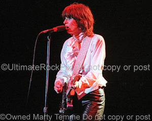 Photo of Chrissie Hynde of The Pretenders in concert in 1981 by Marty Temme