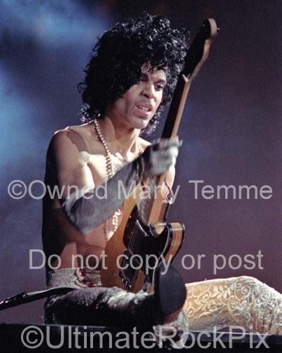 Photo of Singer-Songwriter and Guitarist Prince in Concert in 1984 by Marty Temme