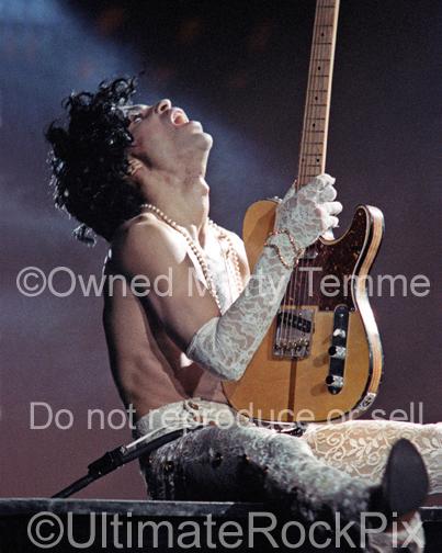 Photos of Prince Playing Guitar in Concert in 1984 by Marty Temme