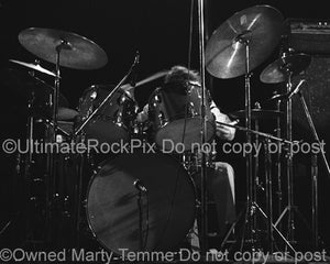 Photo of drummer Barrie "B.J." Wilson of Procol Harum in concert in 1973 by Marty Temme