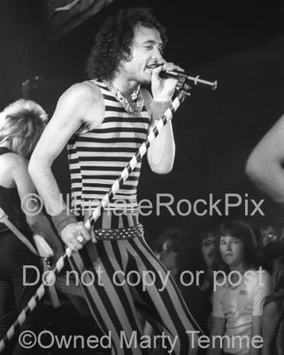 Photos of Singer Kevin DuBrow of Quiet Riot in Concert in 1983 by Marty Temme