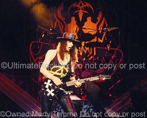 Photo of Chris DeGarmo of Queensryche performing in concert in 1989 by Marty Temme