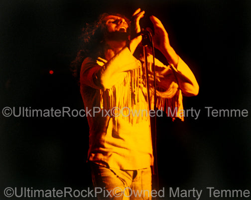 Photo of Ronnie James Dio of Rainbow in concert in 1978 by Marty Temme