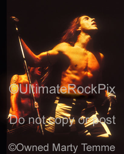 Photo of Anthony Kiedis of The Red Hot Chili Peppers Onstage in 1992 by Marty Temme