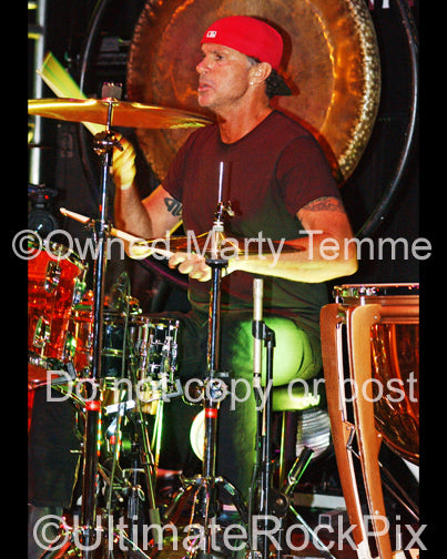 Photo of drummer Chad Smith of The Red Hot Chili Peppers in concert in 2010 by Marty Temme