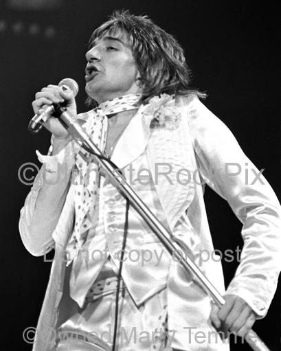 Photos of Singer Rod Stewart of Faces in Concert in 1974 by Marty Temme