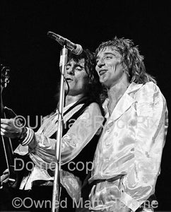 Photos of Ron Wood and Rod Stewart of Faces in Concert in 1974 by Marty Temme