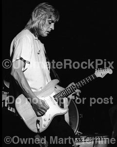Black and White Photos of Mick Ronson Playing a Fender Stratocaster in 1979 by Marty Temme