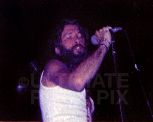Photo of singer Dave Walker of Savoy Brown and Fleetwood Mac in concert in 1972 by Marty Temme