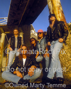 Photo of the heavy metal band Scorpions during a photo shoot by Marty Temme