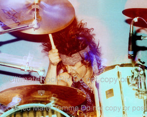 Photo of drummer Paul Garisto of Shooting Gallery in concert in 1992 by Marty Temme
