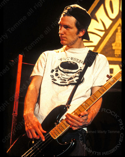 Photo of bass player Ben Shepherd of Soundgarden in concert in 1991 by Marty Temme