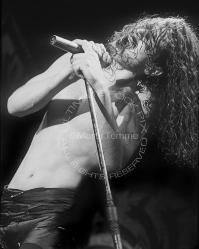 Black and white photo of Chris Cornell in concert in 1992 by Marty Temme