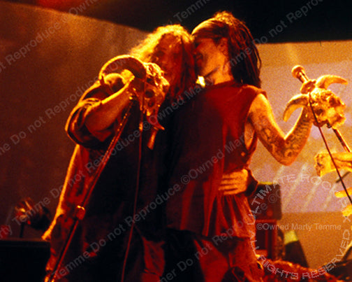 Photo of Chris Cornell performing with Al Jourgensen and Ministry in concert in 1992 by Marty Temme