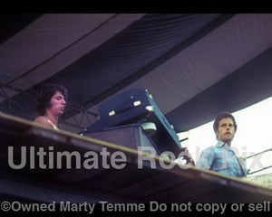 Photo of Paul Harris and Chris Hillman of The Souther Hillman Furay Band in concert in 1974 - shf7449