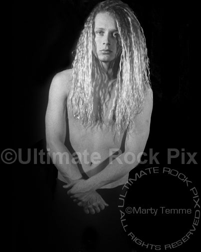 Black and white photo of Tim Skold of Shotgun Messiah in 1992 by Marty Temme
