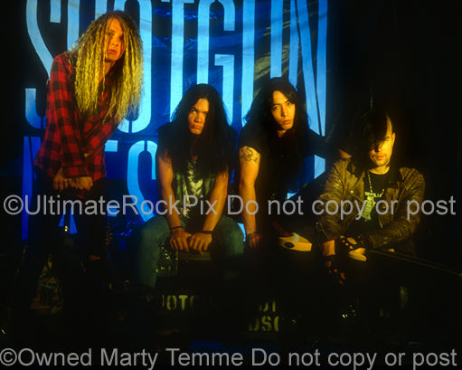 Photo of the band Shotgun Messiah during a photo shoot in 1992 by Marty Temme