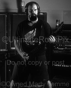 Black and white photo of Kerry King of Slayer during a photo shoot in 1998 by Marty Temme