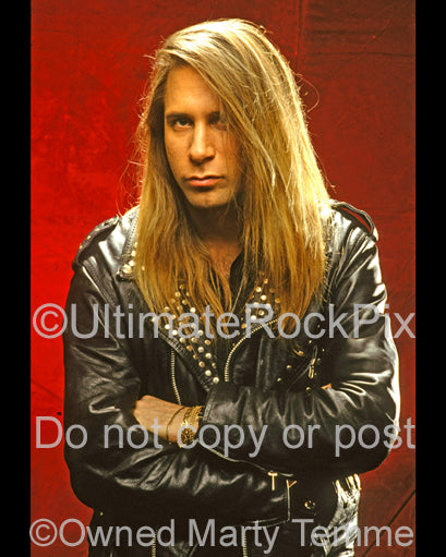 Photo of Dana Strum of Slaughter during a photo shoot in 1990 by Marty Temme