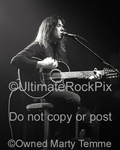 Black and white photo of Mark Slaughter of Slaughter in concert in 2005 in Hollywood, California by Marty Temme