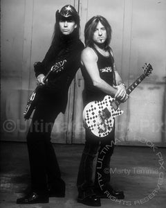 Photo of Mark Slaughter and Jeff Bland of Slaughter during a photo shoot in 2003 by Marty Temme