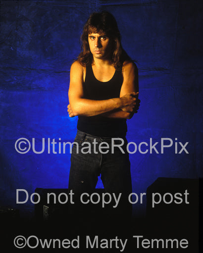Photo of Dave Lombardo of Slayer during a photo shoot in 1990 by Marty Temme
