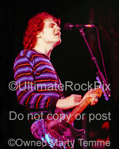 Photo of Billy Corgan of Smashing Pumpkins in concert in 1994 by Marty Temme