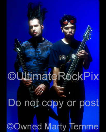 Photos of Wayne Static and Koichi Fukuda of Static-X during a photo shoot by Marty Temme
