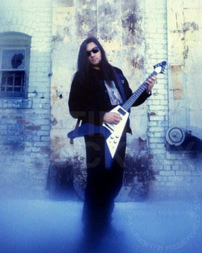 Photo of Eric Peterson of Testament during a photo shoot in 1994 by Marty Temme