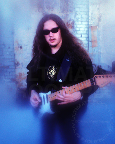 Photo of James Murphy of Testament during a photo shoot in 1994 by Marty Temme