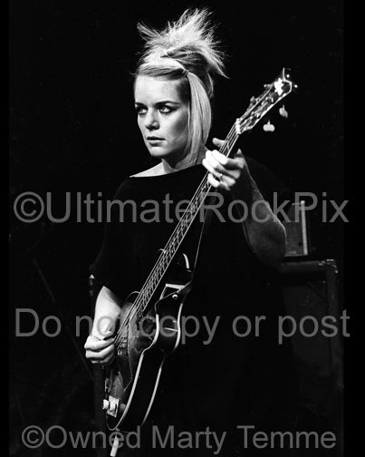 Photo of bass player Tina Weymouth of Talking Heads in concert in 1979 by Marty Temme