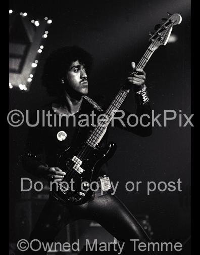 Photos of Musician Phil Lynott of Thin Lizzy in Concert in 1977 by Marty Temme