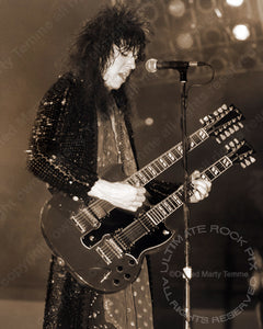 Art Print of Tom Keifer of Cinderella playing a Gibson Doubleneck SG in concert in 1989 by Marty Temme