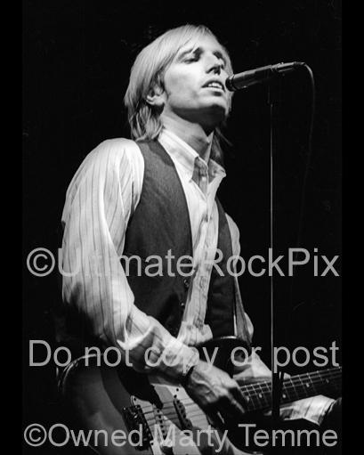 Photos of Musician Tom Petty Playing a Fender Stratocaster in 1980 by Marty Temme