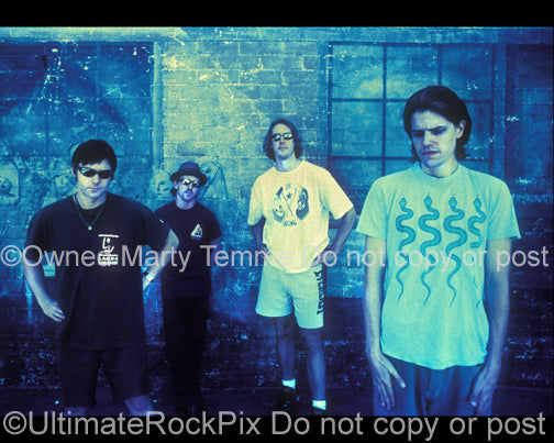 Photo of Adam Jones, Maynard James Keenan, Danny Carey and Paul D'Amour of Tool in Hollywood in 1994 by Marty Temme