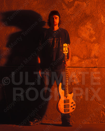 Photo of bassist Justin Chancellor of Tool during a photo shoot in 2001 by Marty Temme