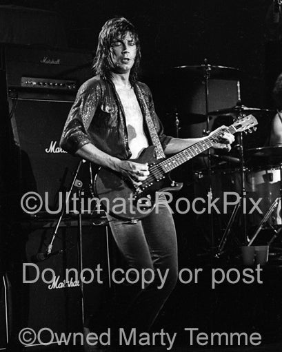 Photo of guitarist Pat Travers in concert in 1979