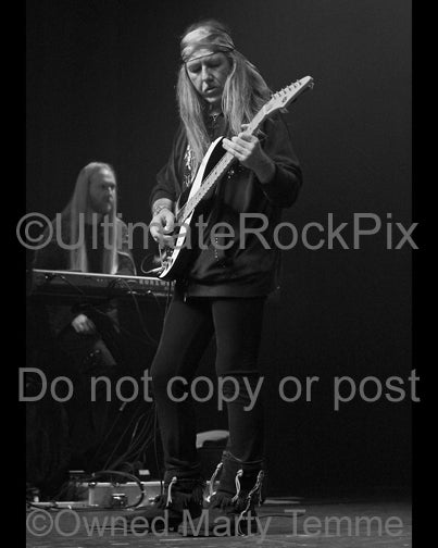 Black and White photo of Uli Jon Roth in concert in 2008 by Marty Temme