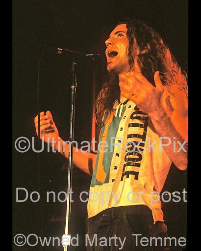 Photos of Eddie Vedder of Pearl Jam in Concert in 1991 by Marty Temme