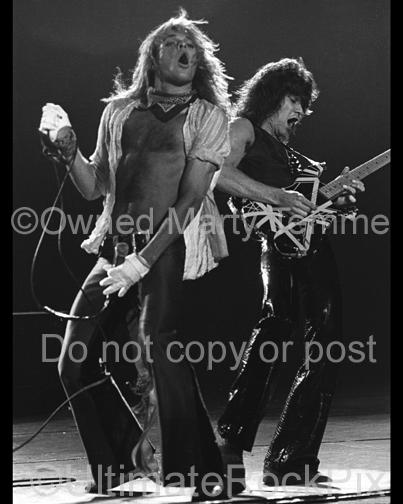Photos of David Lee Roth and Eddie Van Halen of Van Halen Performing Together Onstage in 1979 by Marty Temme