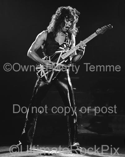 Photos of Guitar Player Eddie Van Halen in Concert in 1979 by Marty Temme