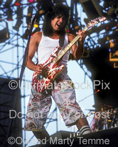 Photos of Guitar Player Eddie Van Halen of Van Halen in Concert in 1986 by Marty Temme