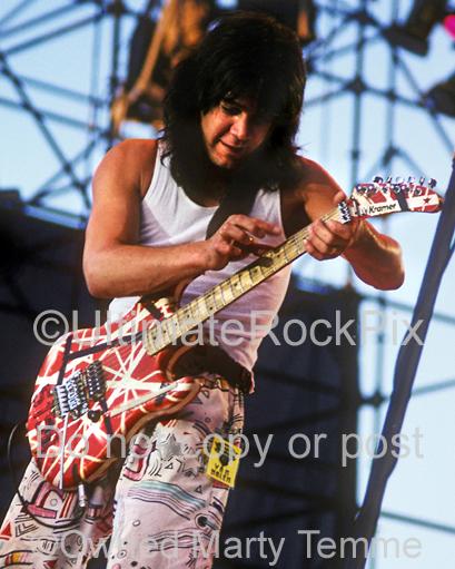 Photos of Guitar Player Eddie Van Halen in Concert in 1986 by Marty Temme
