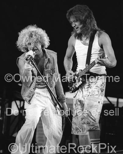 Photos of Eddie Van Halen and Sammy Hagar of Van Halen in Concert in 1986 by Marty Temme