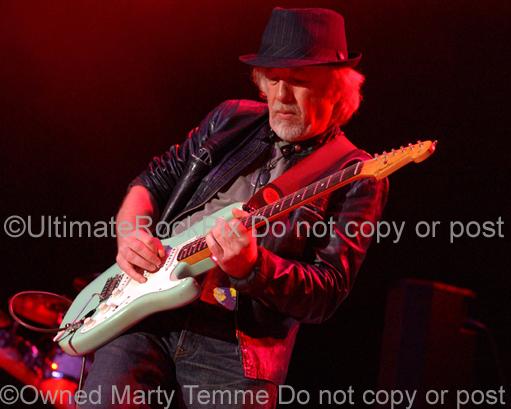 Photos of Guitarist Brad Whitford of Aerosmith Playing a Fender Strat in Concert in 2008 by Marty Temme