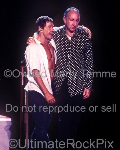 Photos of Pete Townshend and Roger Daltrey of The Who Standing Together Onstage in 2000 by Marty Temme