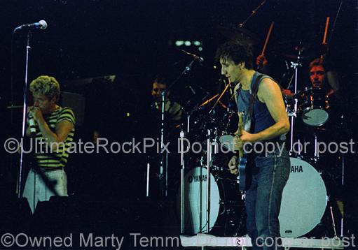 Photos of Pete Townshend, Roger Daltrey and Kenny Jones of The Who in Concert in 1982 by Marty Temme
